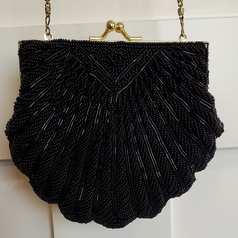 NWT Black Beaded Purse